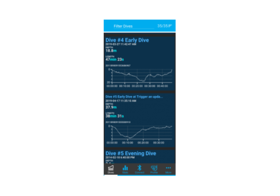 Navigate to the dive list and select the dive you wish to delete.